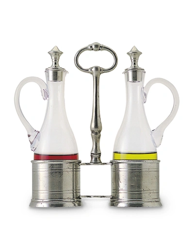 Match Oil And Vinegar Set With Pewter Tops