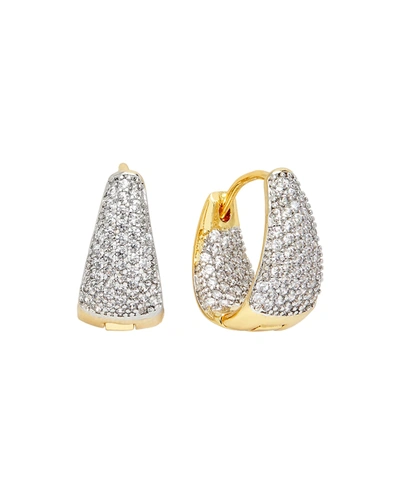 Fallon Cubic Zirconia Pave Mini Huggie Hoop Earrings In Gold