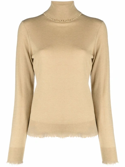 Filippa K Natalia Raw-cut Hem Jumper In Khaki Green