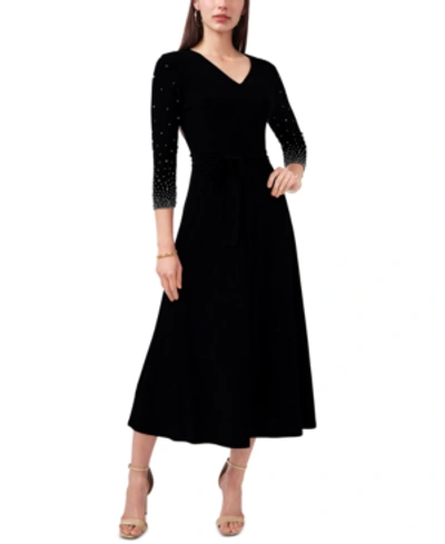 Msk Petite Embellished Midi Dress In Black