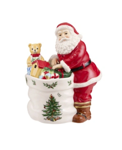 Spode Christmas Tree Santa Candy Jar In White Multi