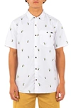 Hurley Men's Organic Windansea Short Sleeves Button Up Shirt In White Heather
