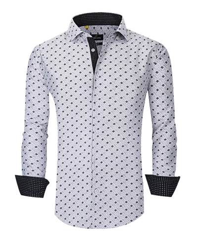 Azaro Uomo Men's Slim Fit Business Nautical Button Down Dress Shirt In Grey