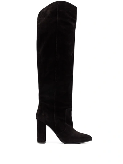 Via Roma 15 95mm Knee-high Suede Boots In Black