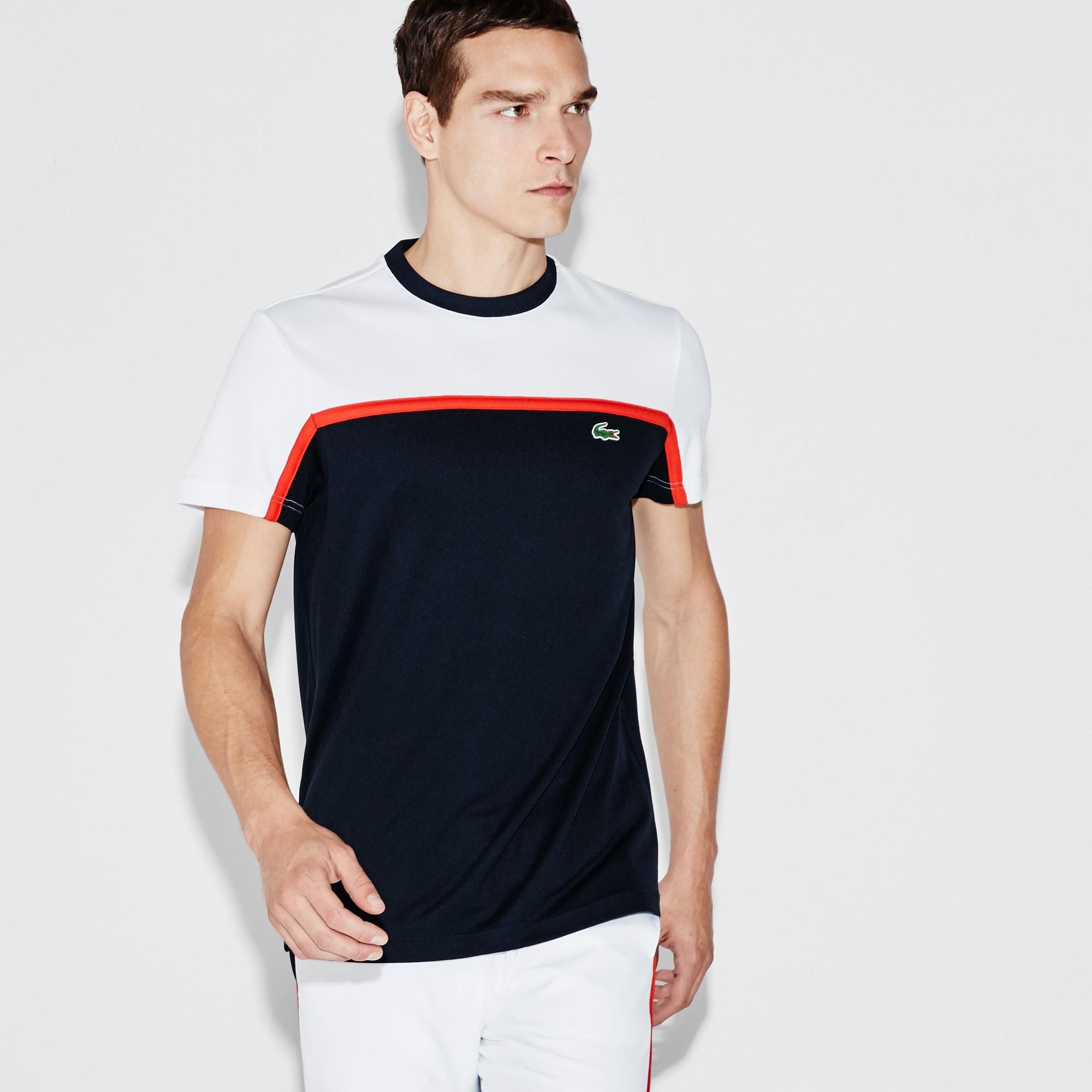 Lacoste Men's Sport Ultra Dry Color Block Tennis T-shirt - White/navy ...
