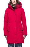Canada Goose Kinley Hooded Cinched-waist Parka Coat In Red
