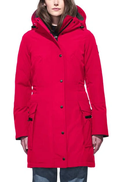 Canada Goose Kinley Hooded Cinched Waist Parka Coat In Red Modesens