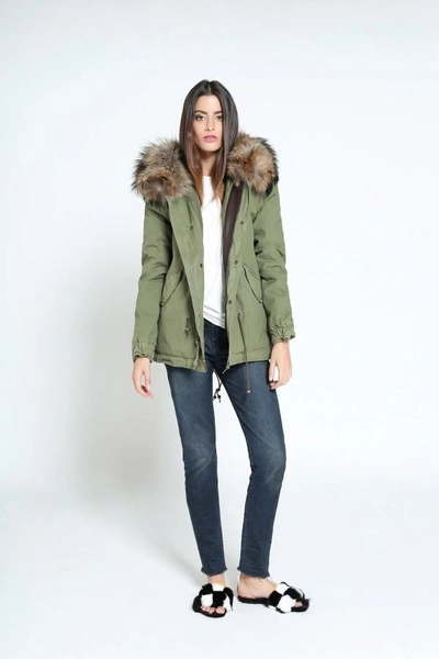 Mr & Mrs Italy Mp036sc2 - Army Mini Parka With Natural Fur Trim