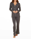Cosabella Classic Long-sleeve Pajama Set In Anthracitemoon Iv