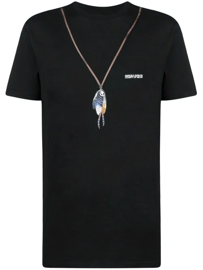 Marcelo Burlon County Of Milan Marcelo Burlon Feather Necklace Logo T-shirt In Black