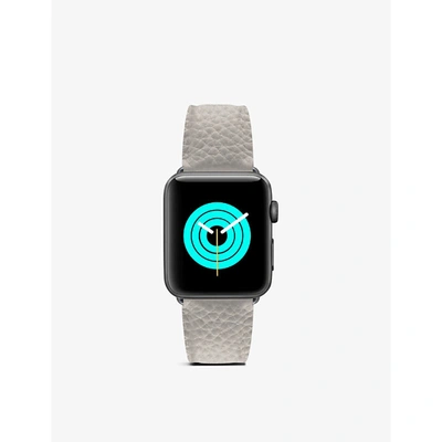 Mintapple Top-grain Leather Apple Watch Strap 44mm In Grey
