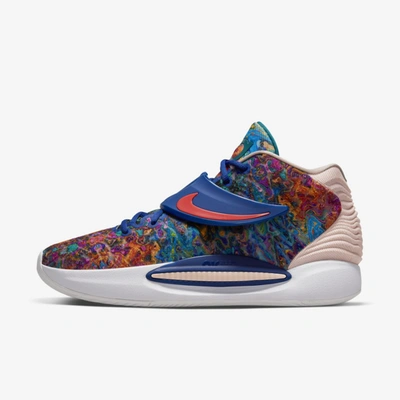 Nike Kd14 Basketball Shoe In Royal Blue/pale Coral/coconut Milk