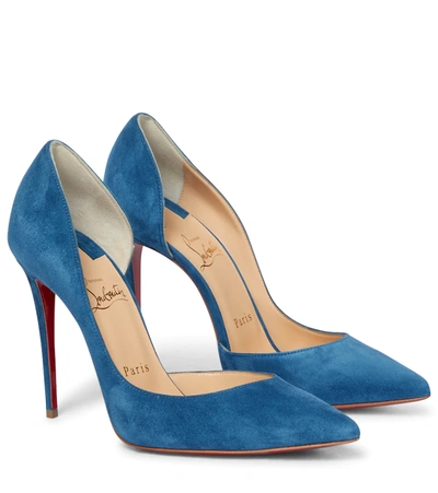 Christian Louboutin Blue Suede Iriza 100 Pumps | ModeSens