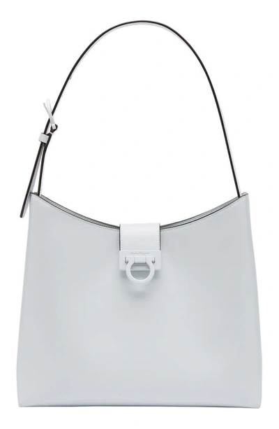 Ferragamo Mini Trifolio Leather Shoulder Bag In White