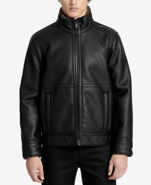 calvin klein faux leather bomber jacket