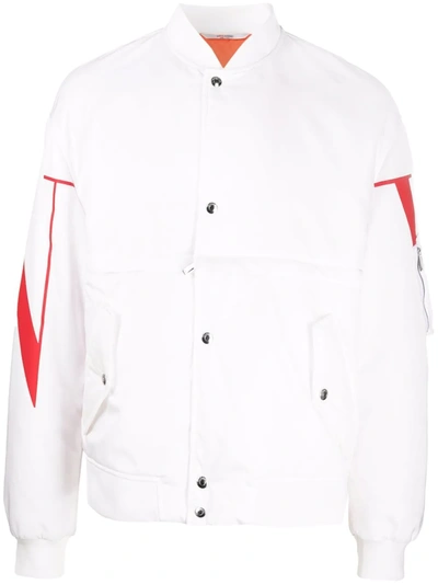 Valentino Vltn Print Bomber Jacket In White