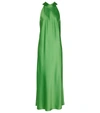 Galvan Womens Jungle Sienna Halterneck Satin-crepe Midi Dress 6 In Green