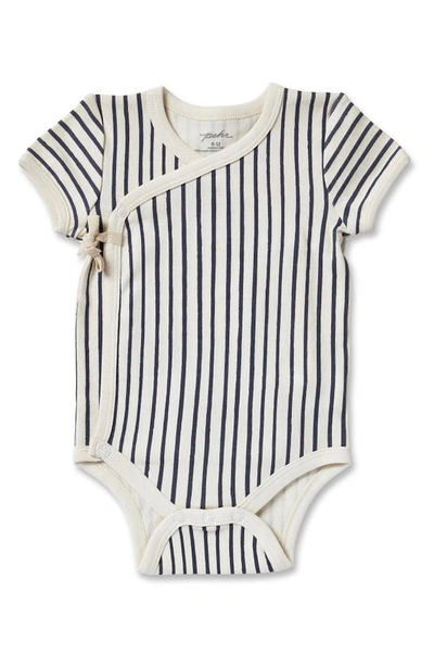 Pehr Babies' Stripes Away Organic Cotton Wrap Bodysuit In Ink