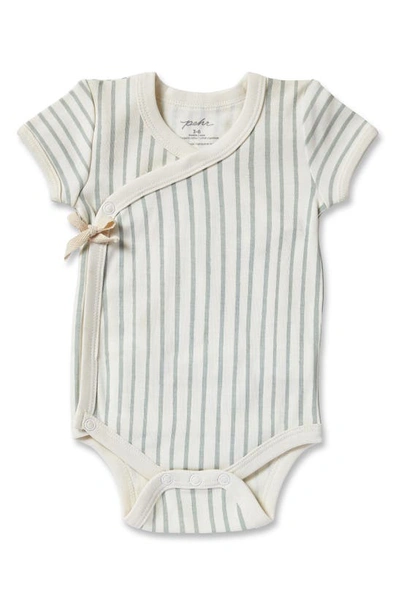 Pehr Babies' Stripes Away Organic Cotton Wrap Bodysuit In Sea