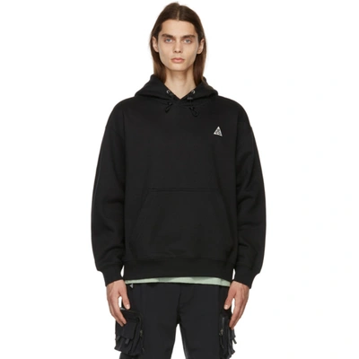 Nike Acg Pullover Fleece Hoodie In Black,summit White