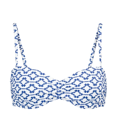 Heidi Klein Mykonos Printed Bandeau Bikini Top In Blue