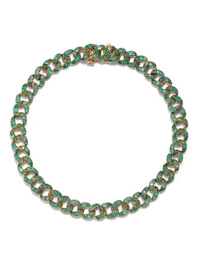 Shay 18k Yellow Gold Emerald Mini Link Diamond Bracelet