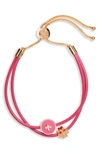 Tory Burch Enamel Logo Slider Bracelet In Tory Gold / Crazy Pink