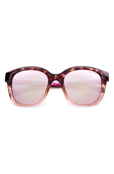 Lilly Pulitzerr 53mm Polarized Round Sunglasses In Dark Tort Gradient/ Light Pink