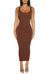 Naked Wardrobe Nw Hourglass Midi Dress In Chocolate