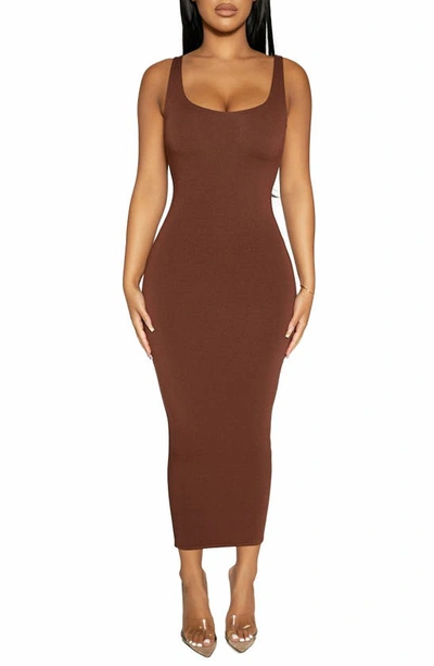 Naked Wardrobe Nw Hourglass Midi Dress In Chocolate | ModeSens