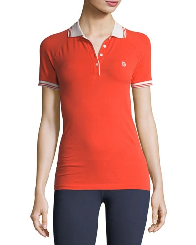 Tory Sport Seamless Short-sleeve Polo Shirt In Red
