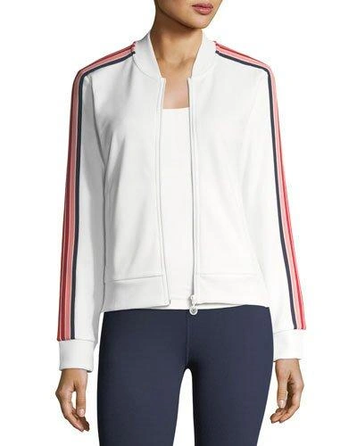 Tory Sport Prism Striped Performance Jacket In White