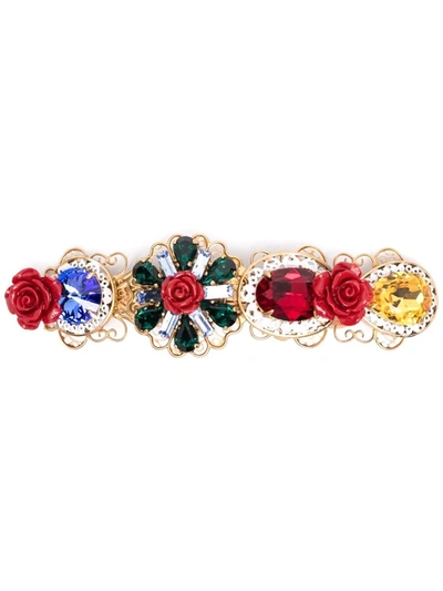 Dolce & Gabbana Crystal-embellished Gold-tone Hair Clip In Multicolor