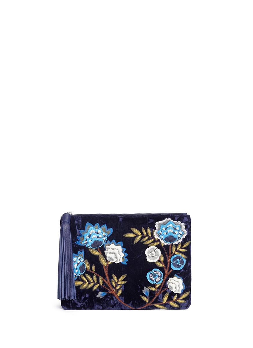 Sam Edelman 'azalea' Floral Embroidered Velvet Pouch | ModeSens