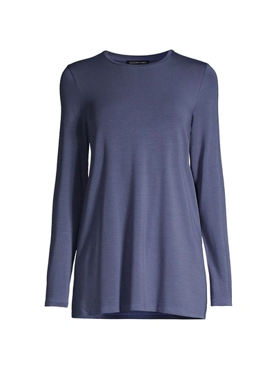 Eileen Fisher Crewneck Long Sleeve Tunic In Twilight