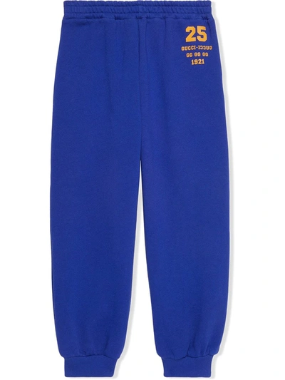 Gucci Kids' 1921 Logo Track Trousers In Blue