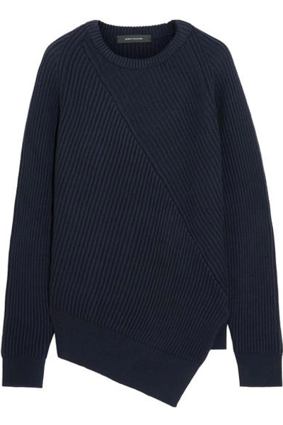 Cedric Charlier Asymmetric Ribbed Wool Sweater