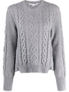 Stella Mccartney Aran-knit Cropped Jumper In Grey