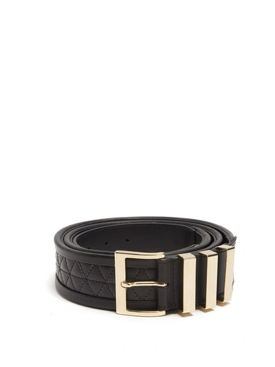 Balmain Quilted Leather Belt In Beige