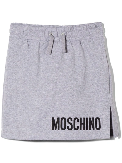 Moschino Logo-print Drawstring-waist Skirt In 灰色