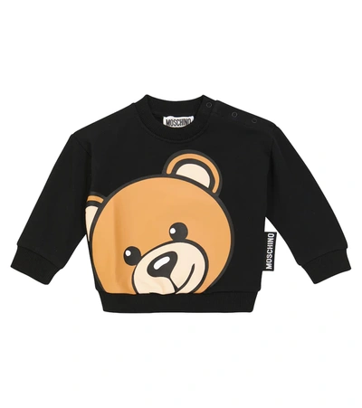 Moschino Baby Logo Stretch-cotton Sweatshirt In Black