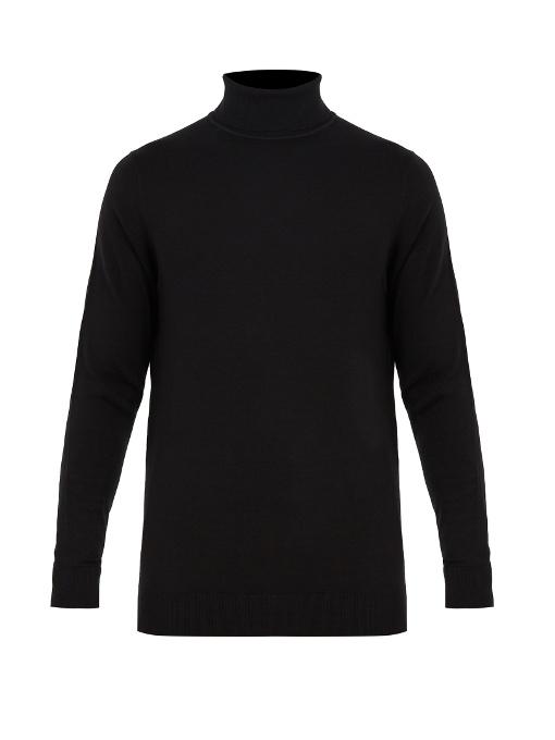 Sunspel Roll-neck Wool Sweater In Black | ModeSens