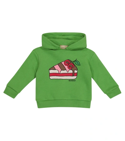 Gucci Kids' Gg Print Cotton Sweatshirt Hoodie In Green