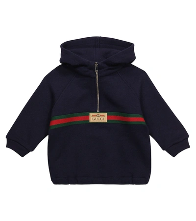 Gucci Bluw Sweatshirt For Baby Boy With Web Detail In Blue