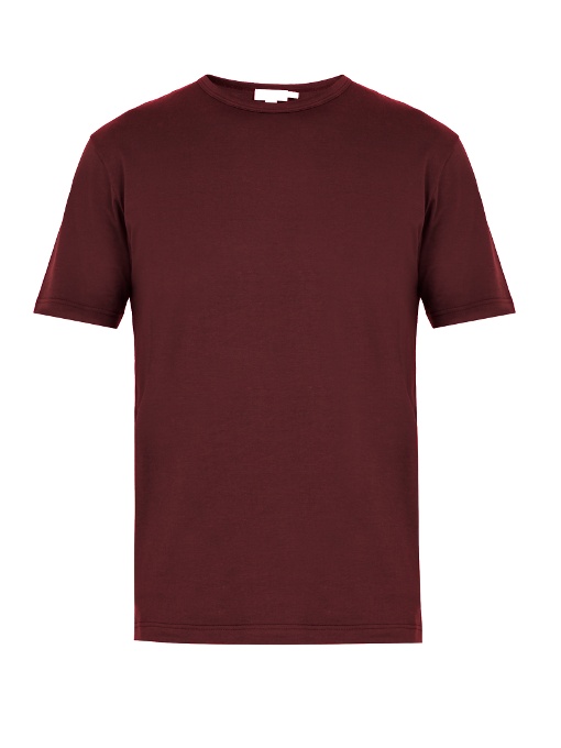 Sunspel Crew-neck Cotton T-shirt In Burgundy | ModeSens