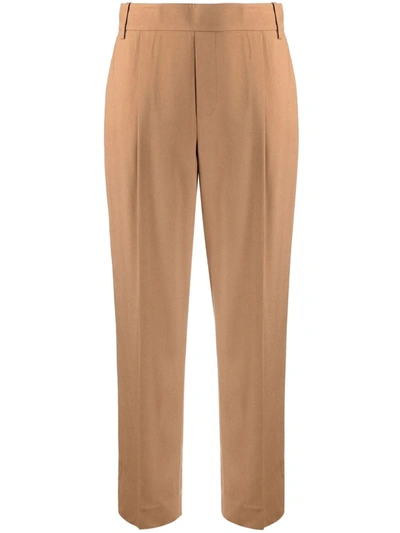 Vince Pleat-detail Cropped Tailored Trousers In Nude