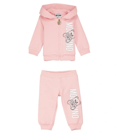 Moschino Baby Teddy Hoodie And Sweatpants Set In Pink