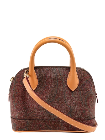 Etro Paisley Jacquard Fabric Handbag In Brown