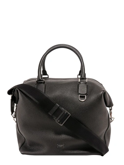 Dolce & Gabbana Leather Duffle Bag In Black