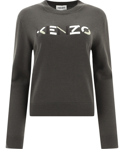 Kenzo Logo Sweater In Gray